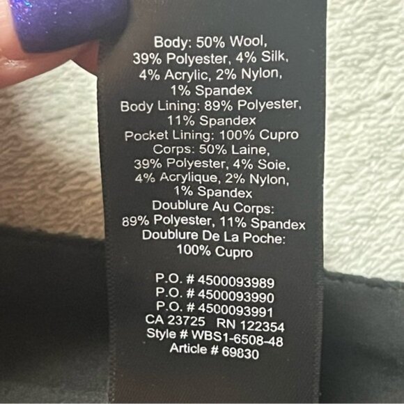 Babaton Pull On Dark Grey Herringbone Wool Blend Lined Ankle/Cropped Dress Pants - Picture 6 of 14